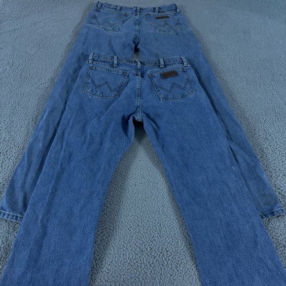 LOT OF 2 Wrangler Jeans Mens 34x34 Blue 47MWZ Straight Cowboy Cut Denim Cotton